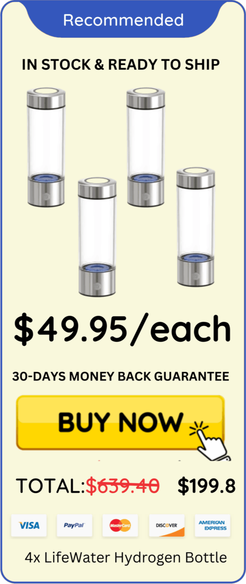 4x LifeWater Hydrogen Bottle